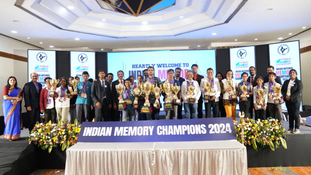 Dr. P Srinivas Kumar with competitors at the Indian National Memory Championship