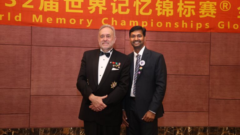 Dr. P Srinivas Kumar, Founder and Director of the Indian Memory Sports Academy, with Marek Kasperski, President of the World Memory Sports Council