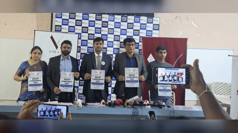 Press meet at the Press Club, Secunderabad, announcing ViralPe as Title Sponsor of the 15th Indian National Open Memory Championship