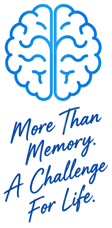 Brain line art with the words More Than Memory. A Challenge For Life.