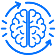 Memorisation stage icon: brain with circular arrows