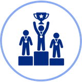 Competition icon: three athletes on a winners podium
