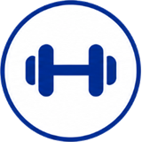Dumbbell icon representing the Train stage of memory sport training