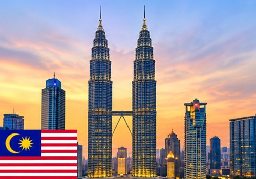 Malaysia landmark with the national flag