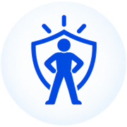 Figure standing tall inside a shield, for Build Confidence