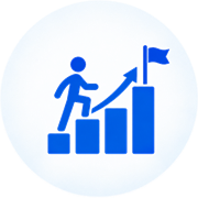 Figure climbing rising bars towards a flag, for Measure Your Progress
