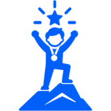 Athlete celebrating on a peak under a star, for Excel