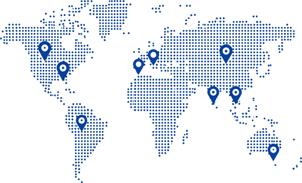 Dotted world map with location pins showing the global spread of Memory Sport championships